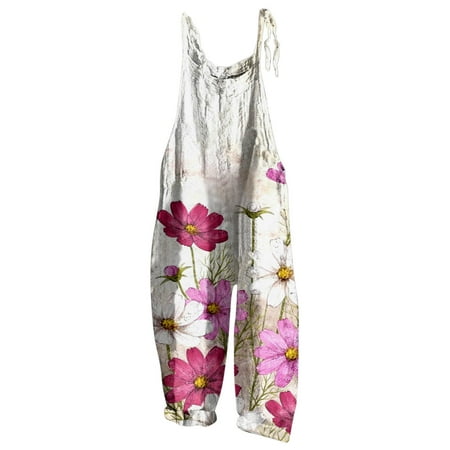 

ZHAGHMIN Ruched Jumpsuit For Women Women Spring Summer Casual Fashion Sleeveless Trousers Jumpsuit Floral Print Bandage Pocket Jumpsuit Maternity Bib Overalls Jumpsuit Wrap Wrap Romper Studio Jumpsu