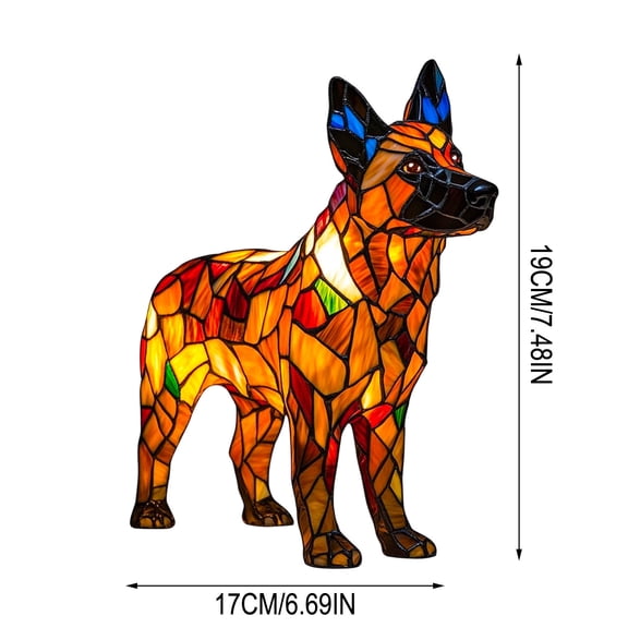 German Shepherd Lamp - 6.7x7.5in Retro Stained Resin Tabletop Night Light, 3D Cute Puppy Table Lamps - Gift for Lovers Home Decor