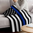 thumbnail image 3 of Blue American Flag Blanket Soft Cozy Warm Throw Blanket for Couch, Plush Fuzzy Flannel Fleece Blankets for Sofa, Black White Striped US Flag Stars Bed Blankets Lightweight Gifts for Women, 50"x60", 3 of 9