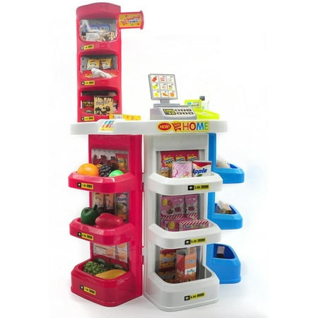 Supermarket Grocery Store Play set 32 Pieces Shop around using the small little cart and pay with the pretend credit card (Best Grocery Store To Shop At)