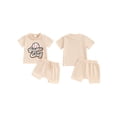 thumbnail image 3 of Aojekbee Toddler Boys Summer Shorts Sets Short Sleeve Letter Baseball Print Tops and Drawstring Shorts Sets, 3 of 10