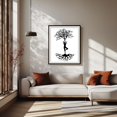 thumbnail image 3 of Yoga Body Tree With Roots Silhouette, Vrksasana - Digital Art Minimalist Nature Spiritual Black and White Black Framed Wall Art Print 16 x 24 inches, 3 of 4