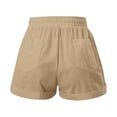 thumbnail image 4 of Siminsem High Waisted Linen Blend Shorts for Women Summer Casual Wide Leg Loose Fit Drawstring Beach Vacation Clothes 2026 with Pockets Elastic Waistband Pull On Lounge Bottoms, Khaki, L, 4 of 5