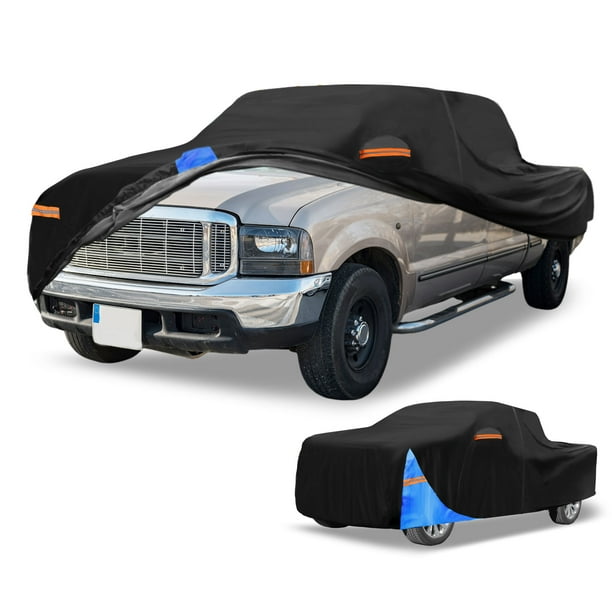 Cubierta de Automóvil Universal Impermeable para Todo Clima 190T Poliéster Negro Azul Ajuste para Camiones de 229" a 242"