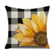 thumbnail image 3 of Fundas de almohada de girasol de 45 x 45 cm, decoración de verano con diseño de girasoles a cuadros estilo búfalo para sofá, interior y exterior, con diseño de abejas y girasoles amarillos., 3 of 3