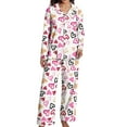 thumbnail image 3 of Yuanlong Women Pajama Set 2-Piece Long Sleeve Shirt And Pants Colorful Heart Print Loungewear Valentine & Spring Soft Comfy Sleepwear, 3 of 9