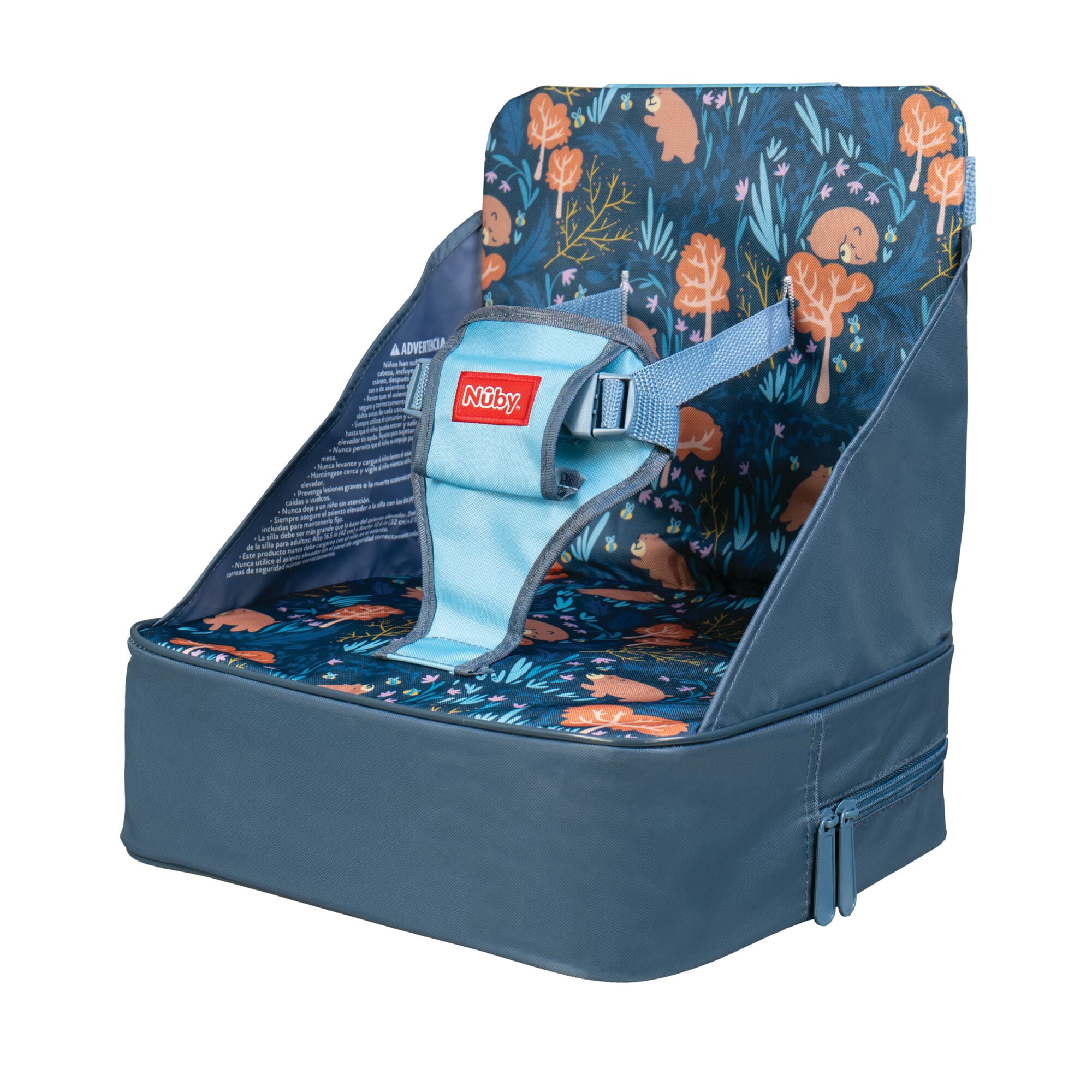 Nuby Easy-Go Lightweight High Chair Booster Seat, For 9 Months and up, Blue Bear Print