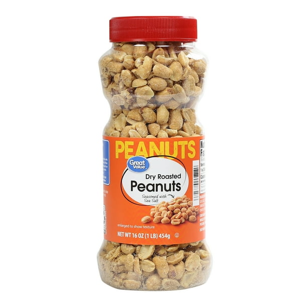 Great Value Dry Roasted & Salted with Sea Salt Peanuts, 16 oz Walmart