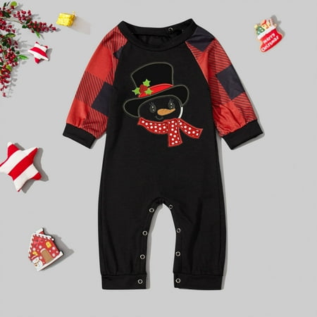 

ERTUTUYI Fashion Baby Sleepwear For Christmas Family Matching Pajamas Cute Big Headed Deer Print Pjs Plaid Long Sleeve Tops And Pants Soft Casusal Holiday Sleepwear Black 6