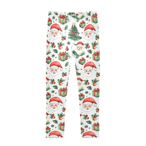 joogoo Girls' Leggings Vintage Santa Claus Trees Yoga Pants 6T