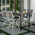 thumbnail image 5 of Hanover Naples 5-Piece Outdoor High-Dining Set | Sleek Glass Top Patio Table with 4 Swivel Bar Height Chairs | UV, Rust, and Water-Resistant Aluminum Frames | NAPDN5PCBR-WG, 5 of 12