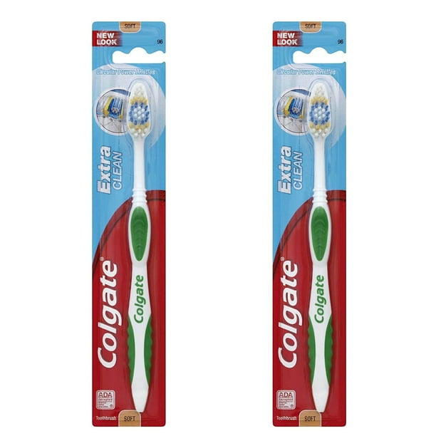 Pack of (2) Colgate Extra Clean Circular Power Bristles Toothbrush Soft