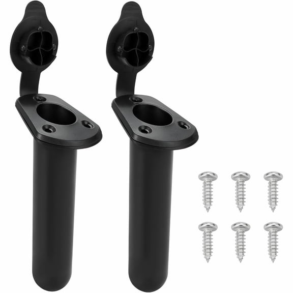 BESTSKY Kayak Deck Fishing Boat Rod Holder and Cap Cover Plastic Fishing Tackle Accessory Fish Boat Accessories Black 2 Pack