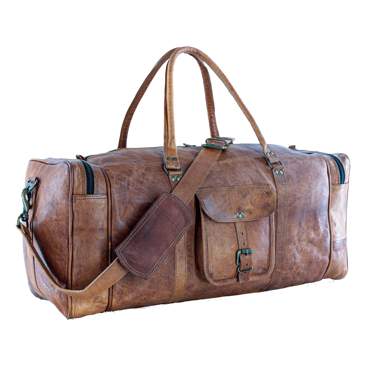 KPL 21 Inch Vintage Leather Duffel Travel Gym Sports Overnight Weekend Duffle Bags for men and women - image 5 of 9