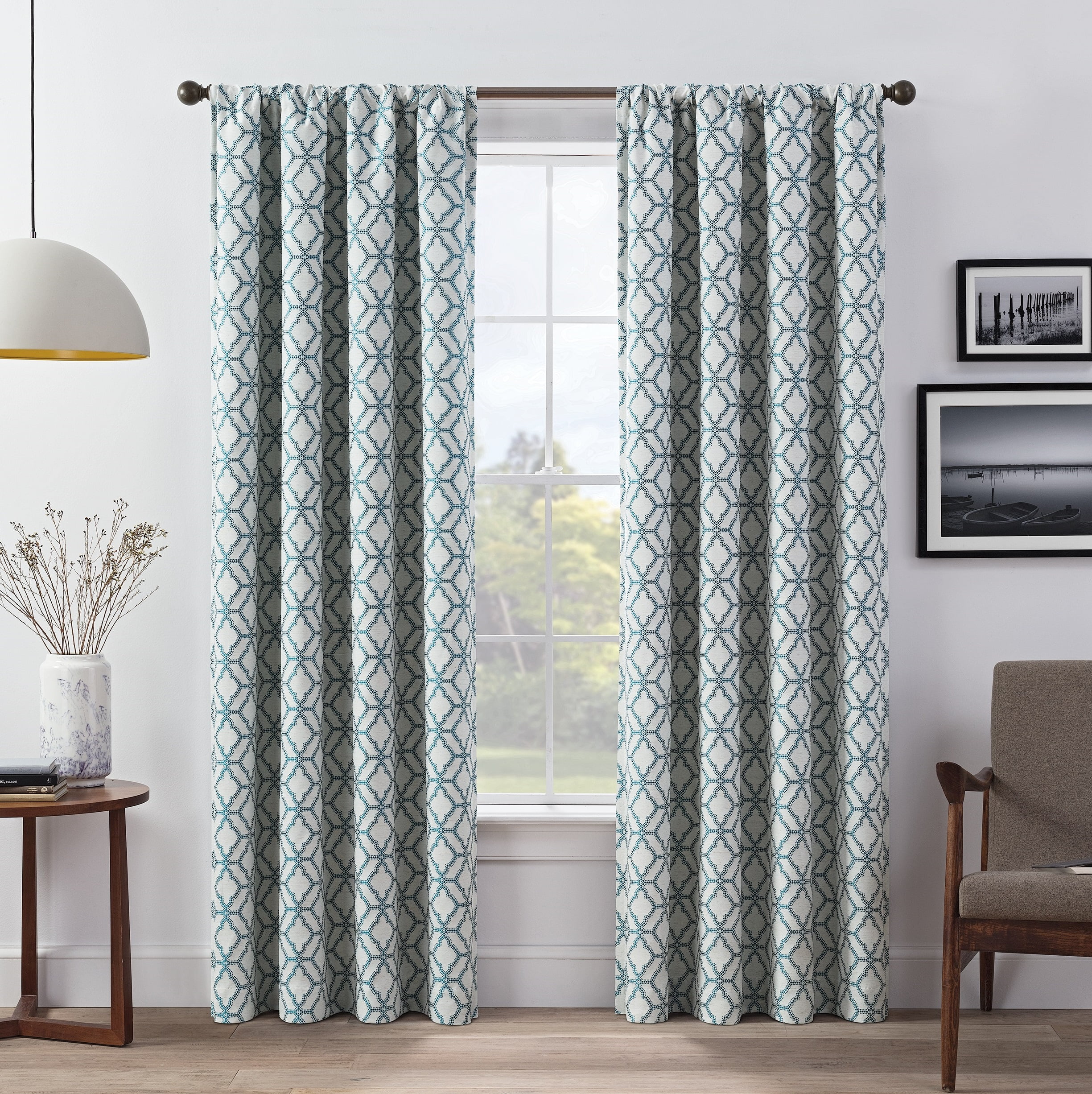 Eclipse Lollie Trellis Blackout Rod Pocket Curtain Panel, Set of 2