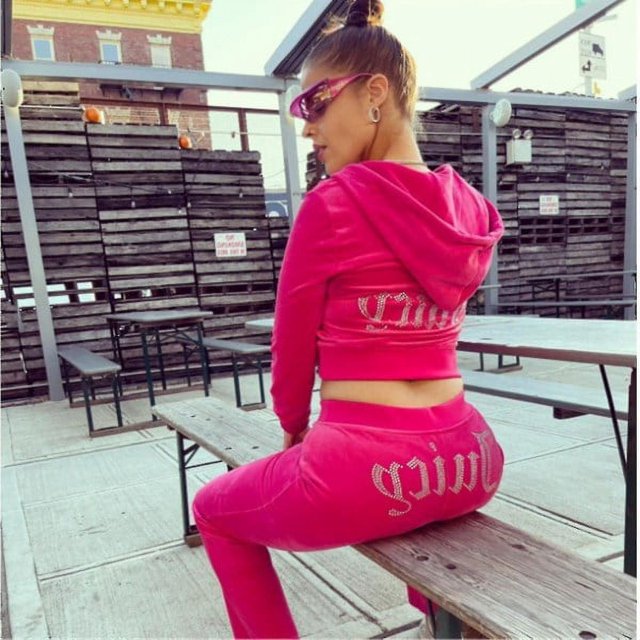 Chándal Juicy de Terciopelo para Mujer Chándal de Alta Costura Conjunto de Dos Piezas Chándal de Alta Costura-G Rosa Rojo L oso de fresa Electrónica