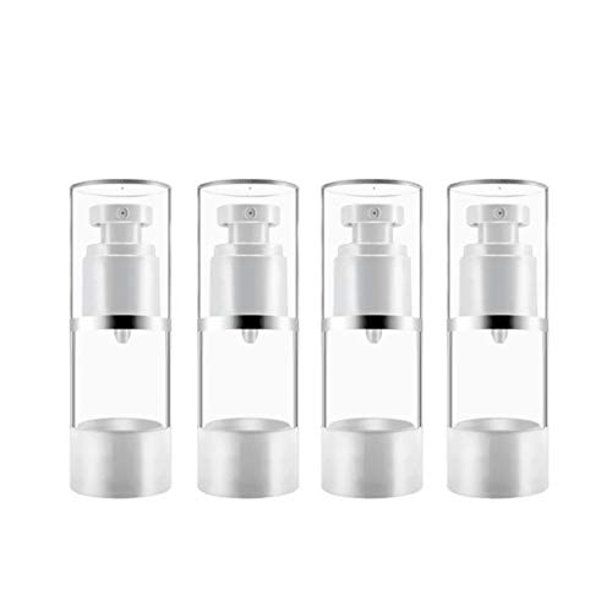 Bomba de crema cosmética sin aire transparente, dispensador de loción de viaje de plástico vacío, bomba sin aire, contenedor de vacío para champú, base líquida, crema facial, paquete de 4 (15 ml/0,5 o