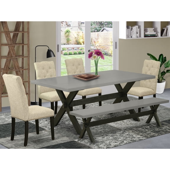 Small Dining Table Set with 4 ChairsBench - Modern Kitchen Table Set - Hardwood Dining Room Furniture