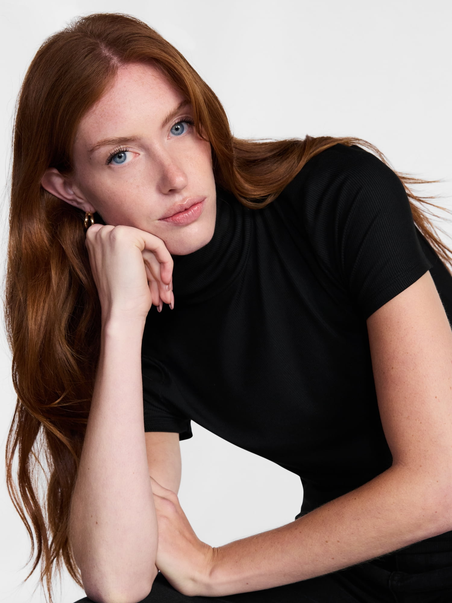 Scenario Women's Turtleneck Top with Short Sleeves, Sizes XS-XXXL