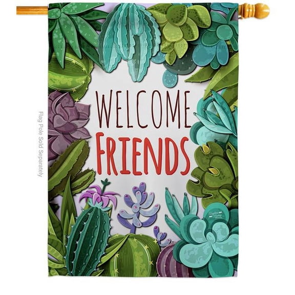 Angeleno Heritage H137115-BO Welcome Friends Floral Double-Sided Garden Decorative House Flag, Multi Color