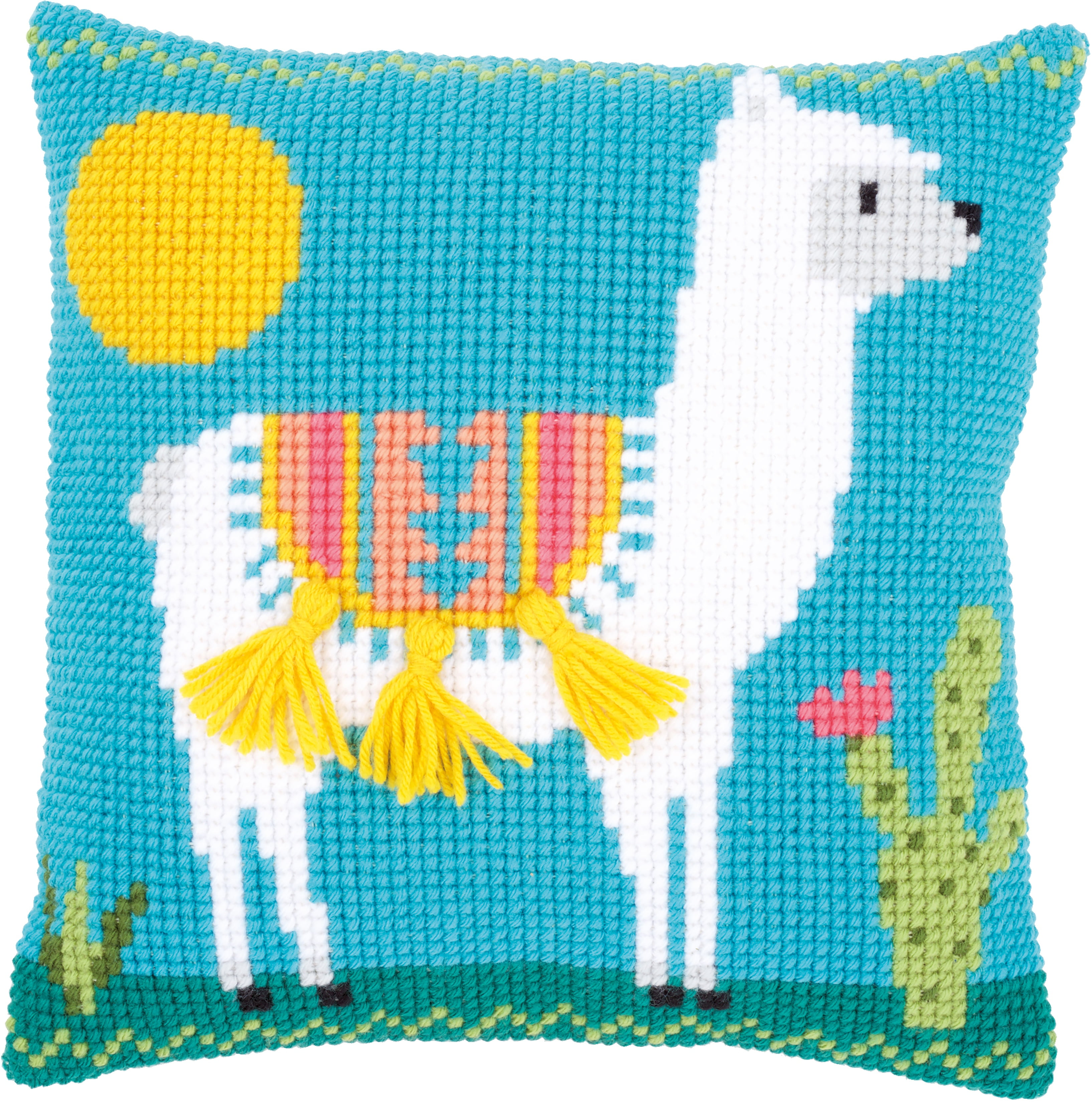 Vervaco Needlepoint Cushion Top Kit 16'X16'-Llama Stitched In Yarn