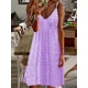 thumbnail image 4 of 2024 AliExpress Europe and the United States Plus Size Women's Summer New Cutout Jacquard V-Neck Strap Solid Color Dress, 4 of 5
