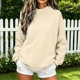 thumbnail image 2 of Ladies Plain Mock Neck Sweatshirt Long Sleeve Loose Soft Everyday Wear Solid Color Casual Jumper, 2 of 7