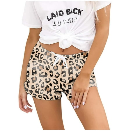 

Plus Size Shorts for Women Leopards Print Summer Casual Trackshorts Homewear Pajama Sleepwear Lounge Shorts