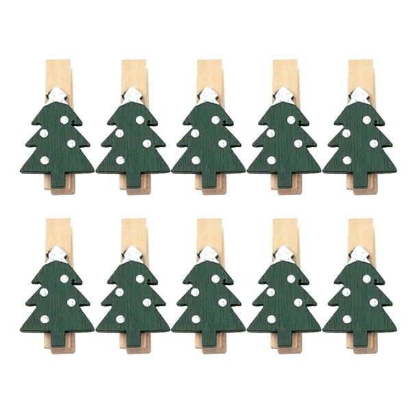 25pcs 3.5cm clips de madera Photo Navidad Forma Mini ecológico Foto abrazadera para el hogar (verde del ejército)