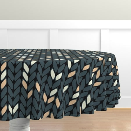 

Cotton Sateen Tablecloth 90 Round - Knitting Needles Texture Print Custom Table Linens by Spoonflower