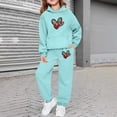thumbnail image 2 of Shadoumai Kids Clothes 2 Piece Outfits Boys Girls Leopard Print Heart Print Tracksuit Jogger Sweatpants Hooded Sweatshirt Activewear Casual Jogging Sets,Mint Green(6-7 Years), 2 of 7