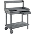 thumbnail image 1 of Grey Wooden Potting Bench with Wheels, Sink & Storage - 36" Garden Work Table for Patio, Backyard & Outdoor Use, 1 of 7