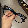 thumbnail image 1 of Montura de gafas, montura negra lisa, placa retro, montura grande, forma de cara grande, personalidad para hombres y mujeres, miopía, plana, 1 of 5