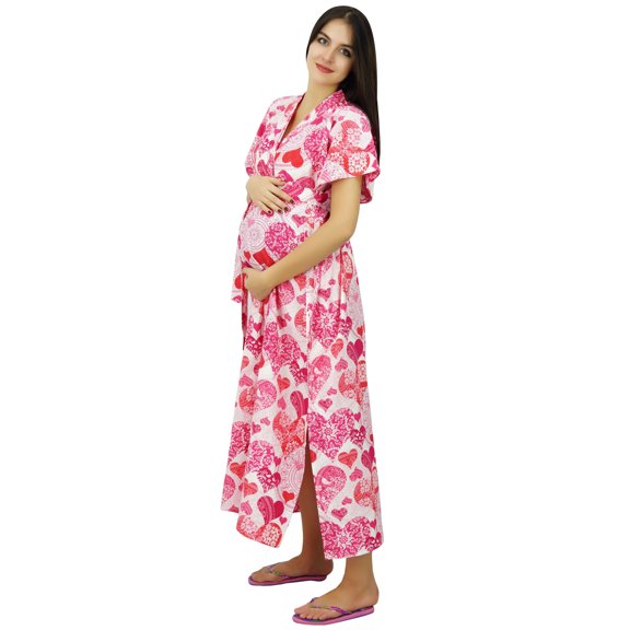 Bimba Kaftan Front & Back Buttons Gown Printed Maternity Night Wear Caftan