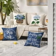 thumbnail image 2 of Blue Hydrangea Spring Summer Throw Pillow Covers, 18 x 18 Inch Today is A Good Day Dark Blue Cushion Case Decoration for Sofa Couch Set of 4, 2 of 6