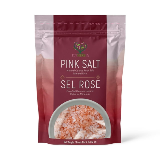 Eupherbia Sel Rose, Grossier, Non Transformé, Récolté à la Main, Riche en Minéraux, 907 g (32 oz)