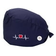 thumbnail image 1 of Gorra de trabajo para hombre y mujer con botón, banda para el sudor, correa ajustable para el cabello Azul oscuro, 1 of 7