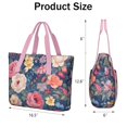 thumbnail image 3 of Tote Bag for Women - Pioneer Flower Shoulder Bag - Large Utility Work Duffle Bag with Zipper Handbag for Travel, Work, Sprots, 3 of 5