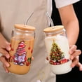 thumbnail image 7 of MOQIN Christmas Drinking Glasses with Lids and Glass Straws, Christmas Coffee Cups Reusable Glass Tumbler, Iced Beer Cocktail Mugs for Xmas Holiday Party Gifts, 7 of 7