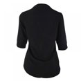 thumbnail image 3 of PENGXIANG Haut en Chiffon pour Femmes, Col en V, Manches Sept Points, Noir, 3 of 4