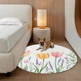 thumbnail image 5 of Area Rug 48in, Spring Tulip Flower Lavender Plant Floor Carpet Living Room Rug, Watercolor Leaves on White Non-Slip Welcome Mat Indoor Rugs for Bedroom Dining Room, 5 of 9