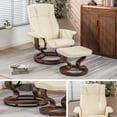 thumbnail image 5 of MCombo Swivel Recliner Chair with Wood Base and Ottoman, Faux Leather, 5 of 14