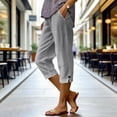 thumbnail image 7 of Capris for Women,Womens Capris Linen Pants with Pockets Cotton Linen Trousers for Women Ladies Summer Loose Slacks Light Gray S, 7 of 7