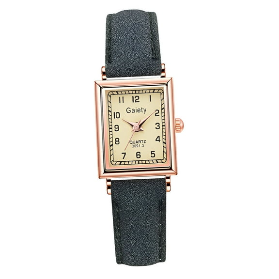 DESIGNICE Vintage Women's Rectangle Wrist Watch,Thin Elegant Simple Square Quartz Watches with Leather Strap,Waterproof Analog Watches for Females Students Ladies