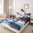 thumbnail image 4 of Homewish Sport Ice Hockey Full Size Sheets 4-Piece for Children Teens Adults,Ball Gamer Breathable Bed Sheets,Black Red Blue Lightweight Sheet Sets,Lightweight Room Decor, 4 of 7
