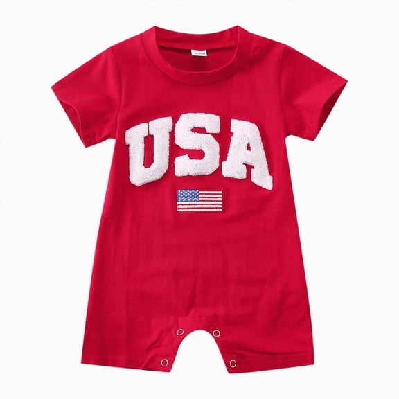 TOWED22 Unisex Short Sleeve Baby Romper Cotton Print Infant Boy Girl Jumpsuits Soft New Born Clothes Red,3-6 M