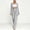Gray, variant on Women's Fashion Two Piece Suit Set, Lapel Long Sleeve Blazer and High Waist Casual Long Pants Outfit, Loose Solid Matching Tracksuit for office Daily Wear Sky Blue