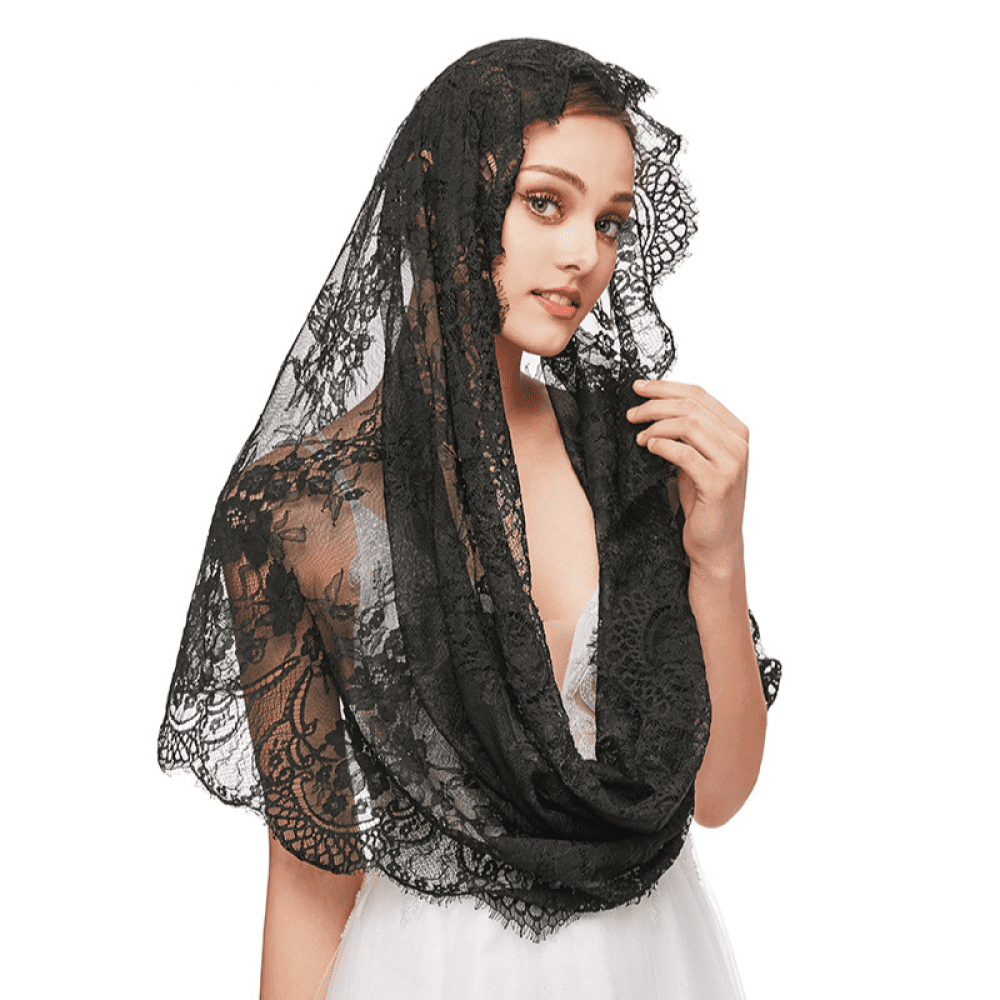 Pearl Turban Headband Wedding Veil for Modest Hijabi Bride, Lace