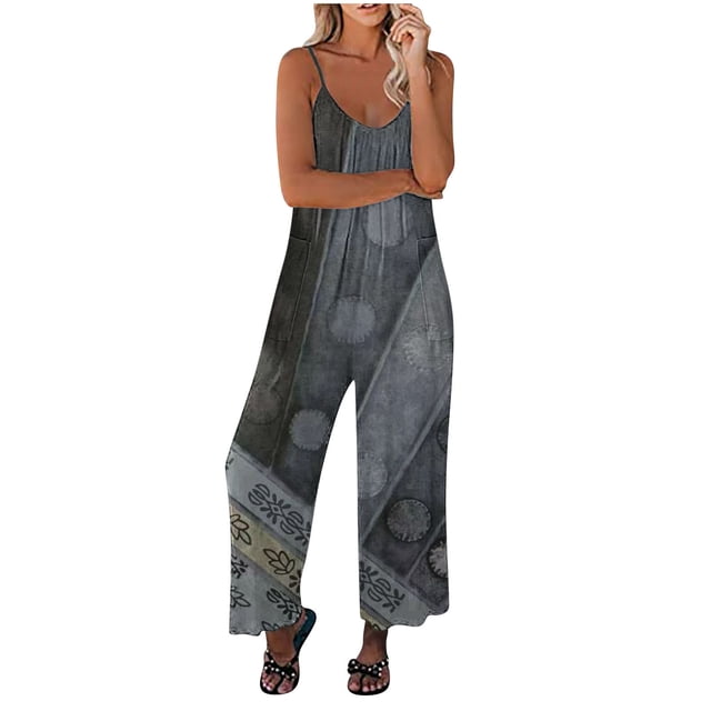 Birdeem Combinaison d'Été Décontractée pour Femmes avec Poches Imprimées et Pantalon Long Ample