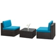 thumbnail image 4 of Devoko 3 Pieces Small Patio Conversation Polyester Outdoor Bistro Set with Steel Frame All Weather Cushions,Blue, 4 of 7